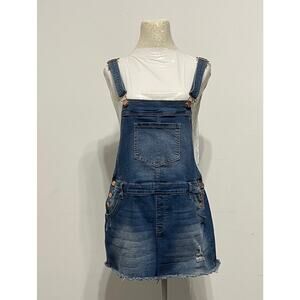CP Jeans denim overalls with distressed wash and raw hem‎  sz XL Y2K grunge
